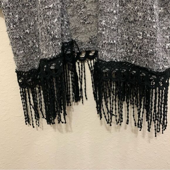 MOA MOA Fringed open Cardigan Women’s Kimono XL Gray White Black. - Picture 4 of 13